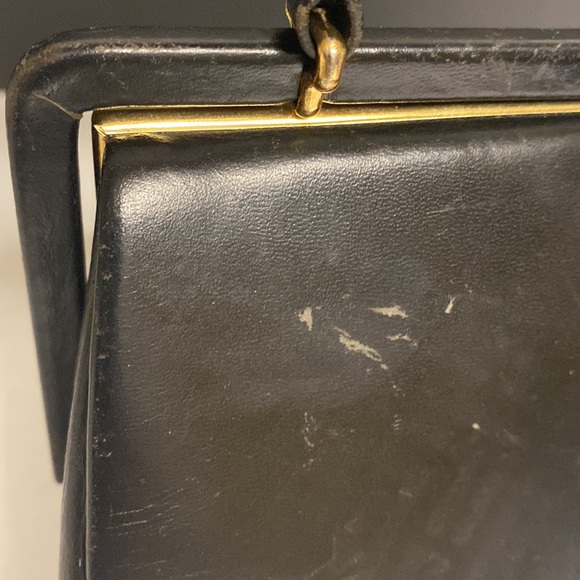 Harrods Black Leather Satchel Purse - Picture 16 of 17